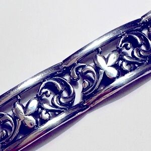 SIlPADA B1462 Sterling Silver Floral Vine Filigree Link Panel Sterling Bracelet